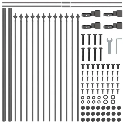 Vrtna Ograda WOERDEN 1,7 x 0,6 m Čelik s prahom Siva - Siva 170 cm 60 cm Cijena