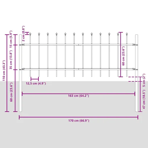 Vrtna Ograda WOERDEN 1,7 x 0,6 m Čelik s prahom Bijelo - Bijelo 170 cm 60 cm Cijena