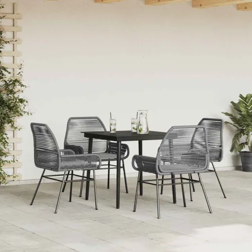Vrtna garnitura - 5-dijelni vrtni blagovaonski set s jastucima poliratan i staklo - Siva 80 x 80 x 74 cm 4 Cijena