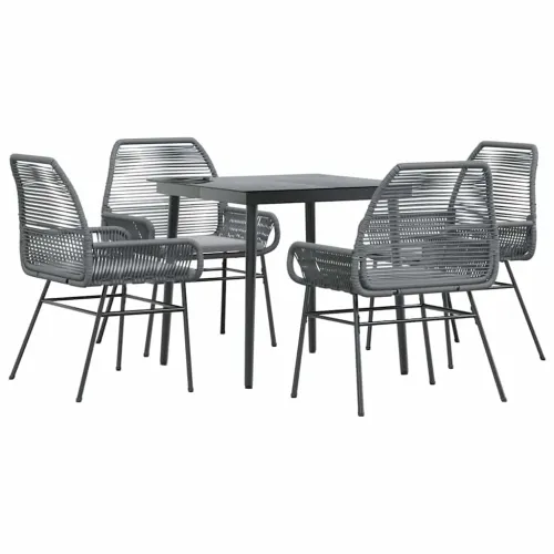 Vrtna garnitura - 5-dijelni vrtni blagovaonski set s jastucima poliratan i staklo - Siva 80 x 80 x 74 cm 4 Cijena