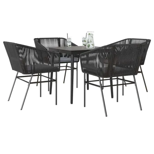 Vrtna garnitura - 5-dijelni vrtni blagovaonski set s jastucima od crnog - Crna 80 x 80 x 74 cm 4 Cijena