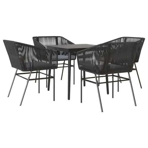 Vrtna garnitura - 5-dijelni vrtni blagovaonski set s jastucima od crnog - Crna 80 x 80 x 74 cm 4 Cijena
