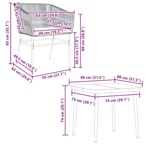 Vrtna garnitura - 5-dijelni vrtni blagovaonski set s jastucima od crnog - Crna 80 x 80 x 74 cm 4 Cijena