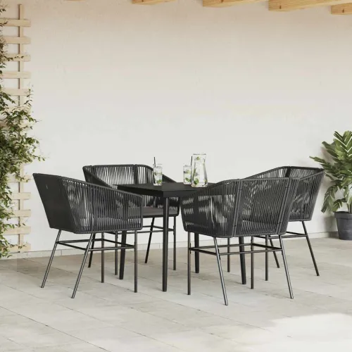 Vrtna garnitura - 5-dijelni vrtni blagovaonski set s jastucima od crnog - Crna 80 x 80 x 74 cm 4 Cijena