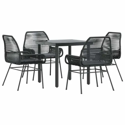 Vrtna garnitura - 5-dijelni vrtni blagovaonski set s jastucima od crnog - Crna 80 x 80 x 74 cm 4 Cijena