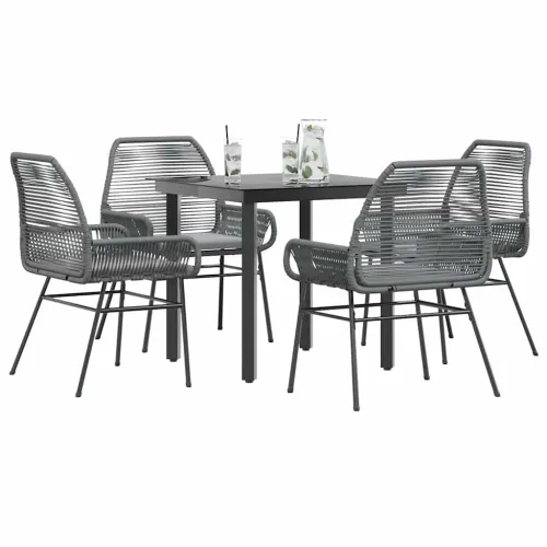 Vrtna garnitura - 5-dijelni vrtni blagovaonski set s jastucima poliratan i staklo - Siva 80 x 80 x 74 cm 4 Cijena
