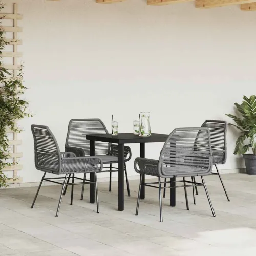 Vrtna garnitura - 5-dijelni vrtni blagovaonski set s jastucima poliratan i staklo - Siva 80 x 80 x 74 cm 4 Cijena