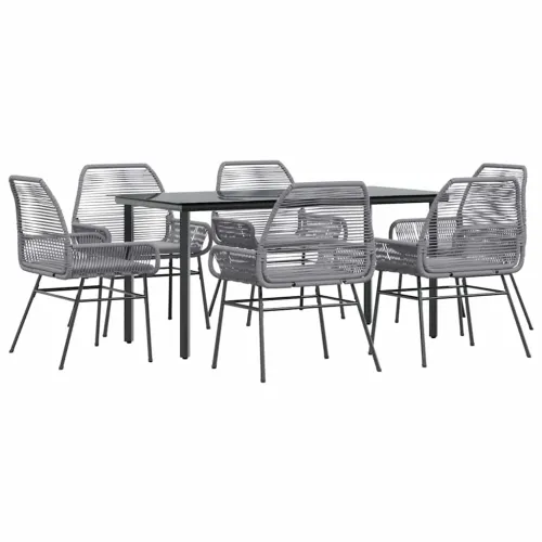 Vrtna garnitura - 7-dijelni vrtni blagovaonski set s jastucima poliratan i staklo - Siva 160 x 80 x 74 cm 6 Cijena