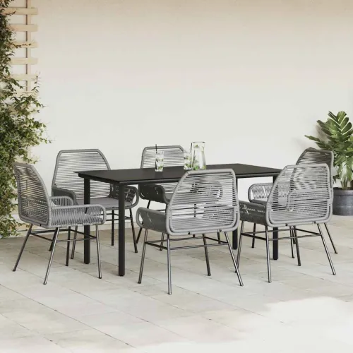 Vrtna garnitura - 7-dijelni vrtni blagovaonski set s jastucima poliratan i staklo - Siva 160 x 80 x 74 cm 6 Cijena