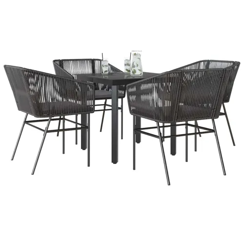 Vrtna garnitura - 5-dijelni vrtni blagovaonski set s jastucima od crnog - Crna 80 x 80 x 74 cm 4 Cijena