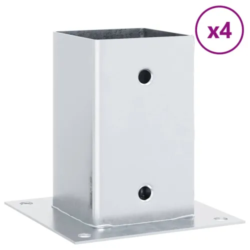 Postolja za stupove kvadratna 4 kom 81x81 mm pocinčani čelik - Srebrno 81 x 81 mm 4 Cijena