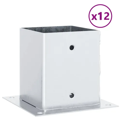 Postolja za stupove kvadratna 12 kom 121x121 mm pocinčani čelik - Srebrno 121 x 121 mm 12 Cijena