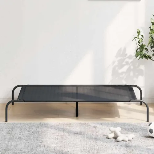 Povišeni krevet za pse crni 130x80x20 cm tekstil i čelik - Crna 130 x 80 cm Tekstilen Crna Cijena