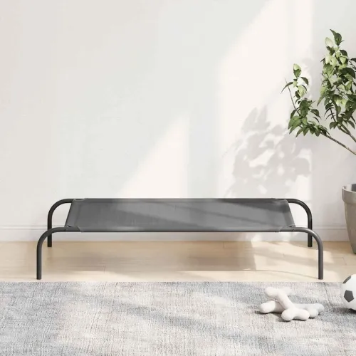 Povišeni krevet za pse sivi 110x65x20 cm tekstil i čelik - Siva 110 x 65 cm Tekstilen Cijena