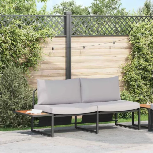 Vrtni kauč s jastukom Svijetlo siva 200,5 x 70 x 85,5 cm Čelik - Svjetlosiva Cijena