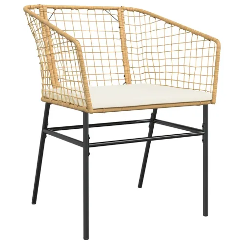 Vrtna garnitura - 3-dijelni vrtni blagovaonski set s jastucima poliratan i staklo - Smeđa i krem 2 80 x 80 x 74 cm Cijena