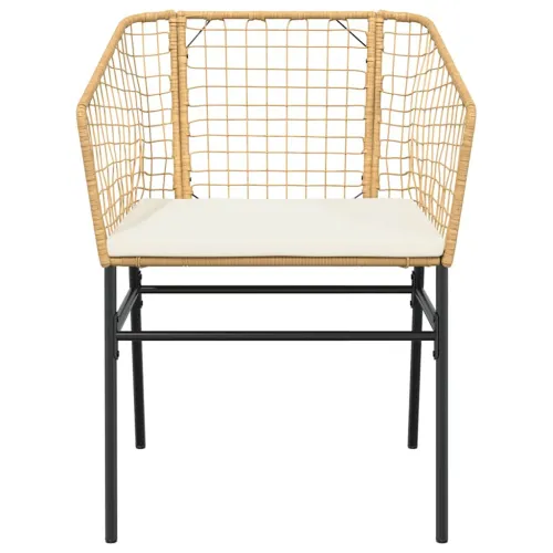 Vrtna garnitura - 3-dijelni vrtni blagovaonski set s jastucima poliratan i staklo - Smeđa i krem 2 80 x 80 x 74 cm Cijena