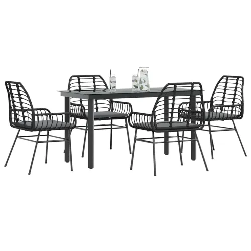 Vrtna garnitura - 5-dijelni vrtni blagovaonski set s jastucima od crnog - Crna i tamno siva 140 x 70 x 74 cm 4 Cijena