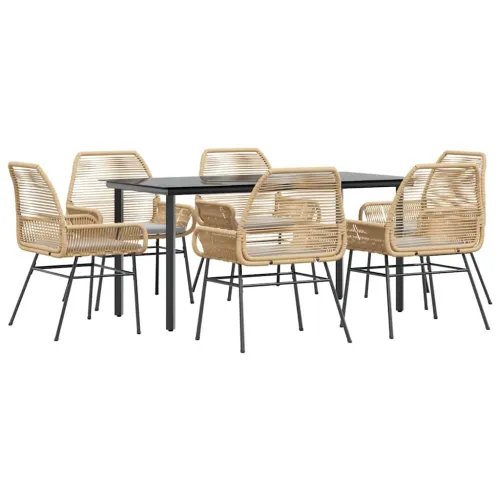 Vrtna garnitura - 7-dijelni vrtni blagovaonski set s jastucima poliratan i staklo - Smeđa 160 x 80 x 74 cm 6 Cijena