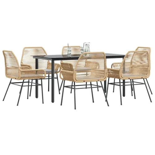 Vrtna garnitura - 7-dijelni vrtni blagovaonski set s jastucima poliratan i staklo - Smeđa 160 x 80 x 74 cm 6 Cijena