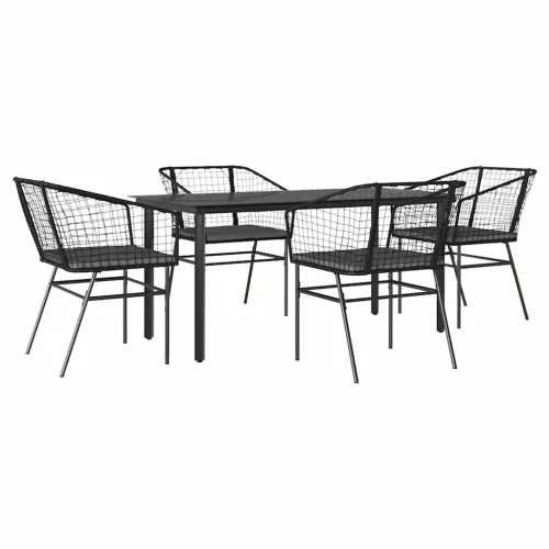 Vrtna garnitura - 5-dijelni vrtni blagovaonski set s jastucima od crnog - Crna i tamno siva 160 x 80 x 74 cm 4 Cijena