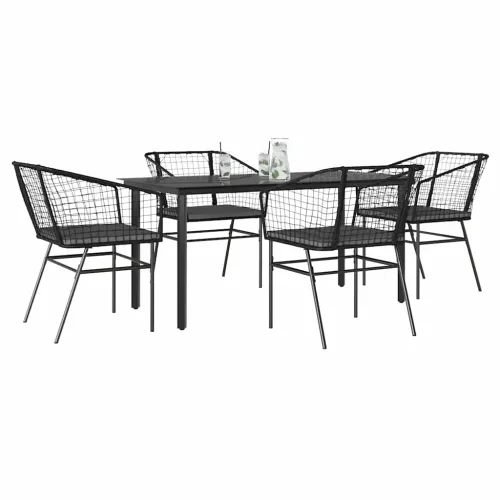 Vrtna garnitura - 5-dijelni vrtni blagovaonski set s jastucima od crnog - Crna i tamno siva 160 x 80 x 74 cm 4 Cijena