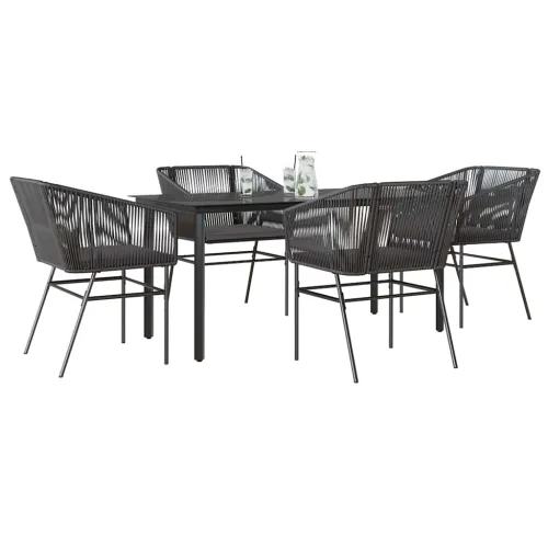 Vrtna garnitura - 5-dijelni vrtni blagovaonski set s jastucima od crnog - Crna 160 x 80 x 74 cm 4 Cijena