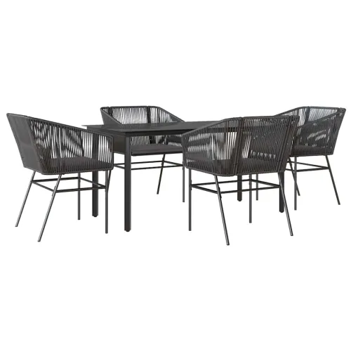 Vrtna garnitura - 5-dijelni vrtni blagovaonski set s jastucima od crnog - Crna 160 x 80 x 74 cm 4 Cijena