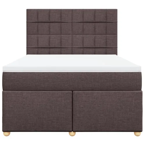 Boxspring - Krevet s oprugama i madracem tamnosmeđi 160x200 cm tkanina - Tamno smeđa 160 x 200 cm Blok s kvadratima Tamno smeđa Cijena
