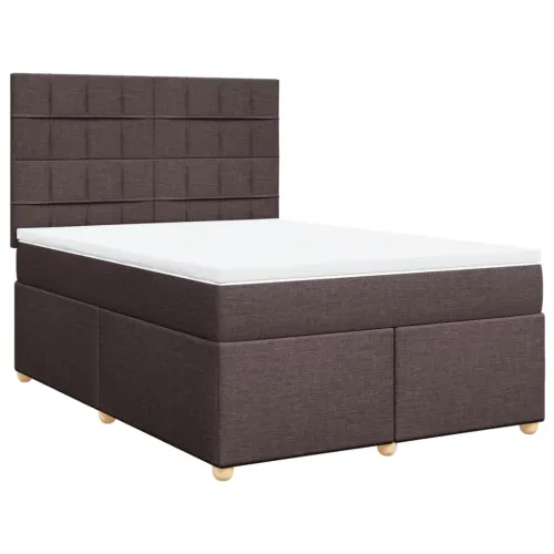 Boxspring - Krevet s oprugama i madracem tamnosmeđi 160x200 cm tkanina - Tamno smeđa 160 x 200 cm Blok s kvadratima Tamno smeđa Cijena