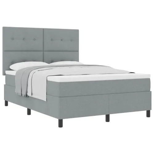 Box spring krevet Svijetlo siva 160 x 200 cm tkanina - Svjetlosiva 160 x 200 cm Prošiveno gumbima Cijena