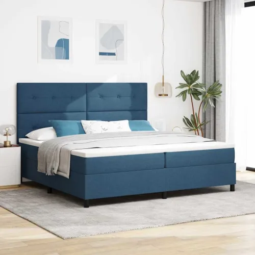Box spring krevet s uzglavljem Plava 200 x 200 cm tkanina - Plava 200 x 200 cm Prošiveno gumbima Cijena