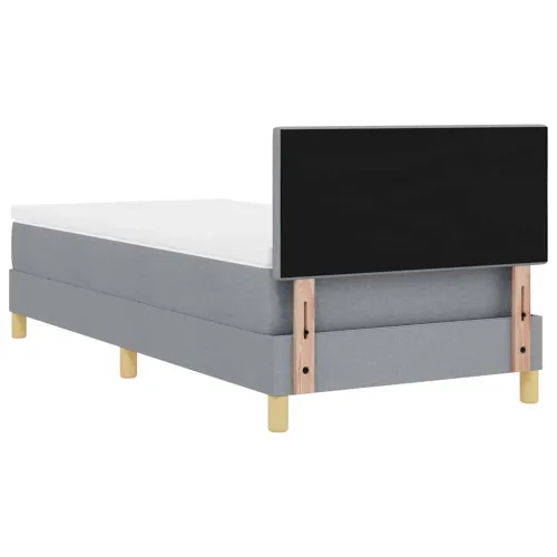 LED Box Spring Krevet Svijetlo siva 100 x 200 cm tkanina - Svjetlosiva 100 x 200 cm Prošiveno gumbima Cijena