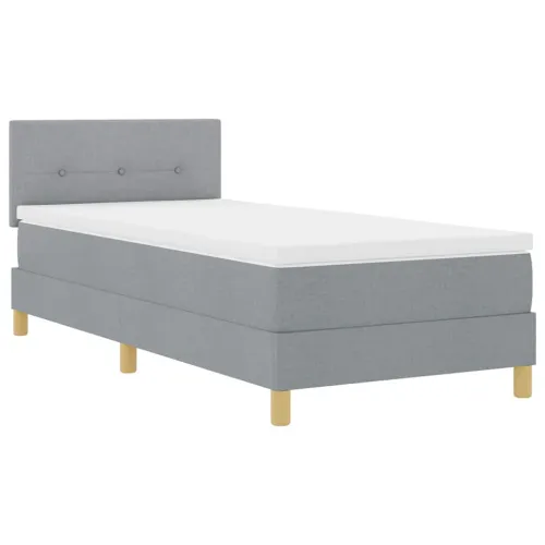 LED Box Spring Krevet Svijetlo siva 100 x 200 cm tkanina - Svjetlosiva 100 x 200 cm Prošiveno gumbima Cijena