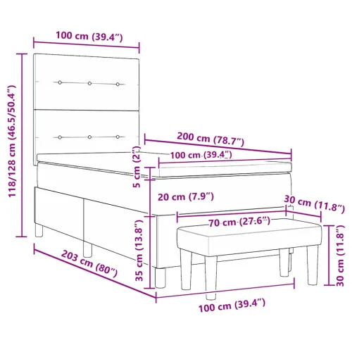 Box spring krevet s uzglavljem Krema 100 x 200 cm tkanina - Krema 100 x 200 cm Prošiveno gumbima Cijena