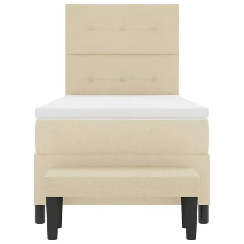 Box spring krevet s uzglavljem Krema 100 x 200 cm tkanina - Krema 100 x 200 cm Prošiveno gumbima Cijena
