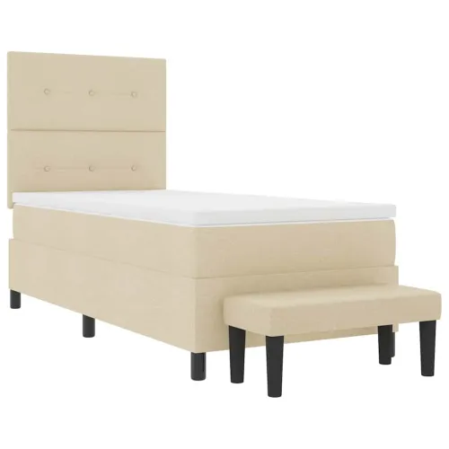 Box spring krevet s uzglavljem Krema 100 x 200 cm tkanina - Krema 100 x 200 cm Prošiveno gumbima Cijena