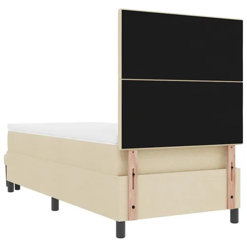 Box spring krevet s uzglavljem Krema 100 x 200 cm tkanina - Krema 100 x 200 cm Prošiveno gumbima Cijena