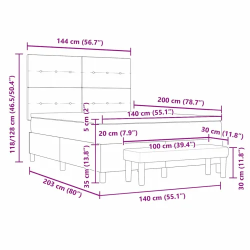 Box spring krevet s uzglavljem Crna 140 x 200 cm tkanina - Crna 140 x 200 cm Prošiveno gumbima Cijena