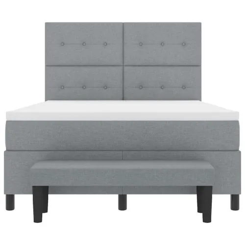 Box spring krevet Svijetlo siva 160 x 200 cm tkanina - Svjetlosiva 160 x 200 cm Prošiveno gumbima Cijena