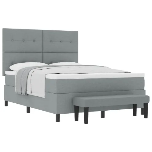 Box spring krevet Svijetlo siva 160 x 200 cm tkanina - Svjetlosiva 160 x 200 cm Prošiveno gumbima Cijena