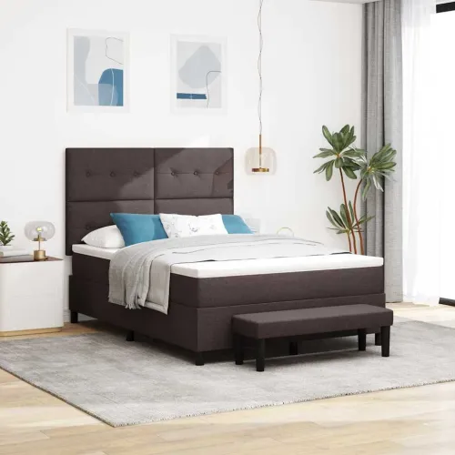 Box spring krevet Tamno smeđa 160 x 200 cm tkanina - Tamno smeđa 160 x 200 cm Prošiveno gumbima Cijena