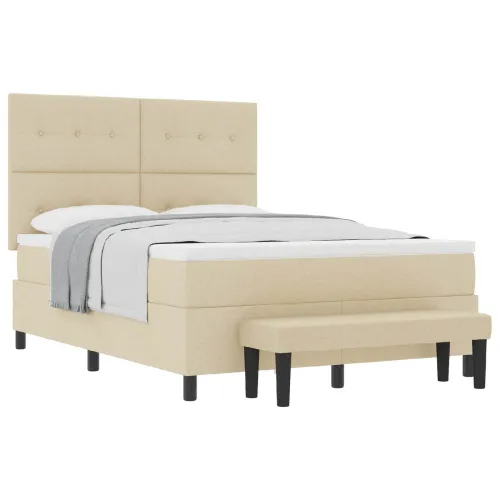 Box spring krevet s uzglavljem Krema 160 x 200 cm tkanina - Krema 160 x 200 cm Prošiveno gumbima Cijena