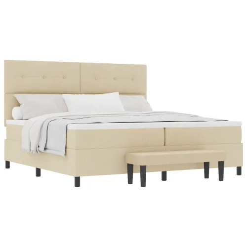 Box spring krevet s uzglavljem Krema 200 x 200 cm tkanina - Krema 200 x 200 cm Prošiveno gumbima Cijena