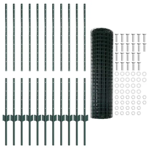 Euro ograda s postom 25 x 1 m Čelik premazan PVC-om Zelena - Zelena Ograda 25 x 1 m (mreža 5 x 5 cm) Cijena