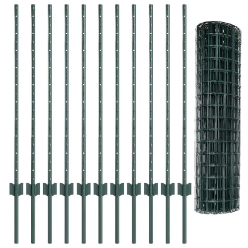 Euro ograda s postom 25 x 1 m Čelik premazan PVC-om Zelena - Zelena 25 x 1 m ograda (mreža 5 x 10 cm) Cijena