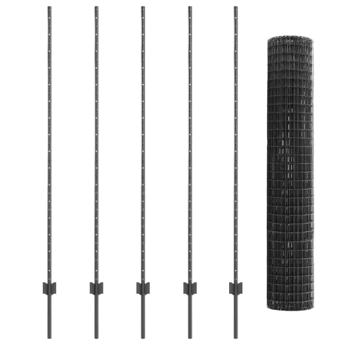 Euro ograda s postom 10 x 1,5 m Čelik premazan PVC-om Siva - Siva 10 x 1,5 m ograda (mreža 5 x 5 cm) Cijena