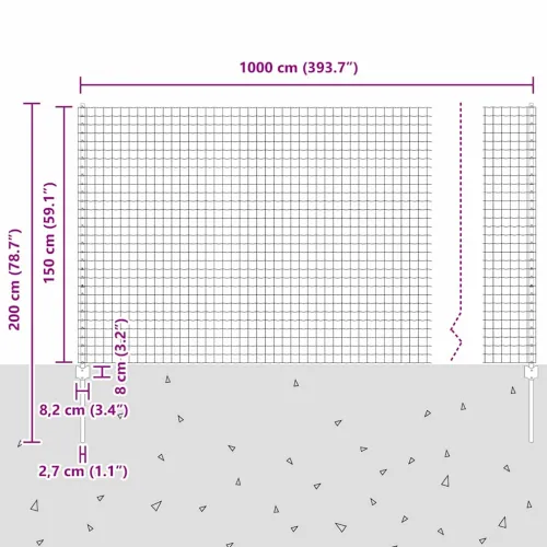 Euro ograda s postom 10 x 1,5 m Čelik premazan PVC-om Siva - Siva 10 x 1,5 m ograda (mreža 5 x 5 cm) Cijena