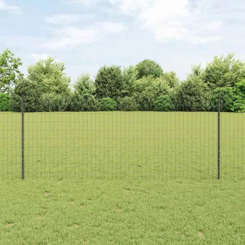 Euro ograda s postom 10 x 1 m Čelik premazan PVC-om Siva Mreža - Siva 10 x 1 m ograda (mreža 5 x 10 cm) Cijena