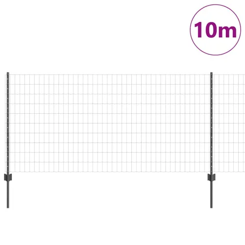 Euro ograda s postom 10 x 1 m Čelik premazan PVC-om Siva Mreža - Siva 10 x 1 m ograda (mreža 5 x 10 cm) Cijena